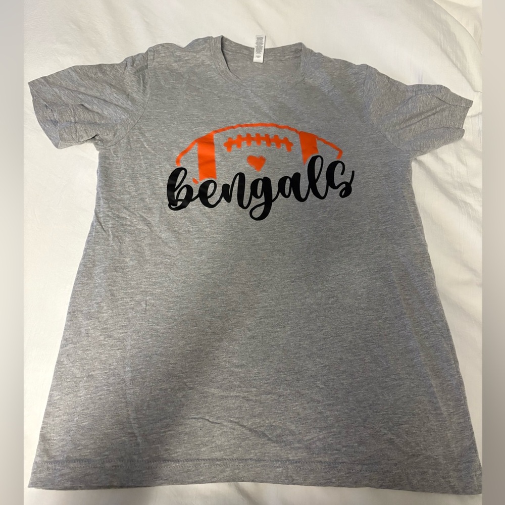 Gray Kids Shirt with Orange Football Design